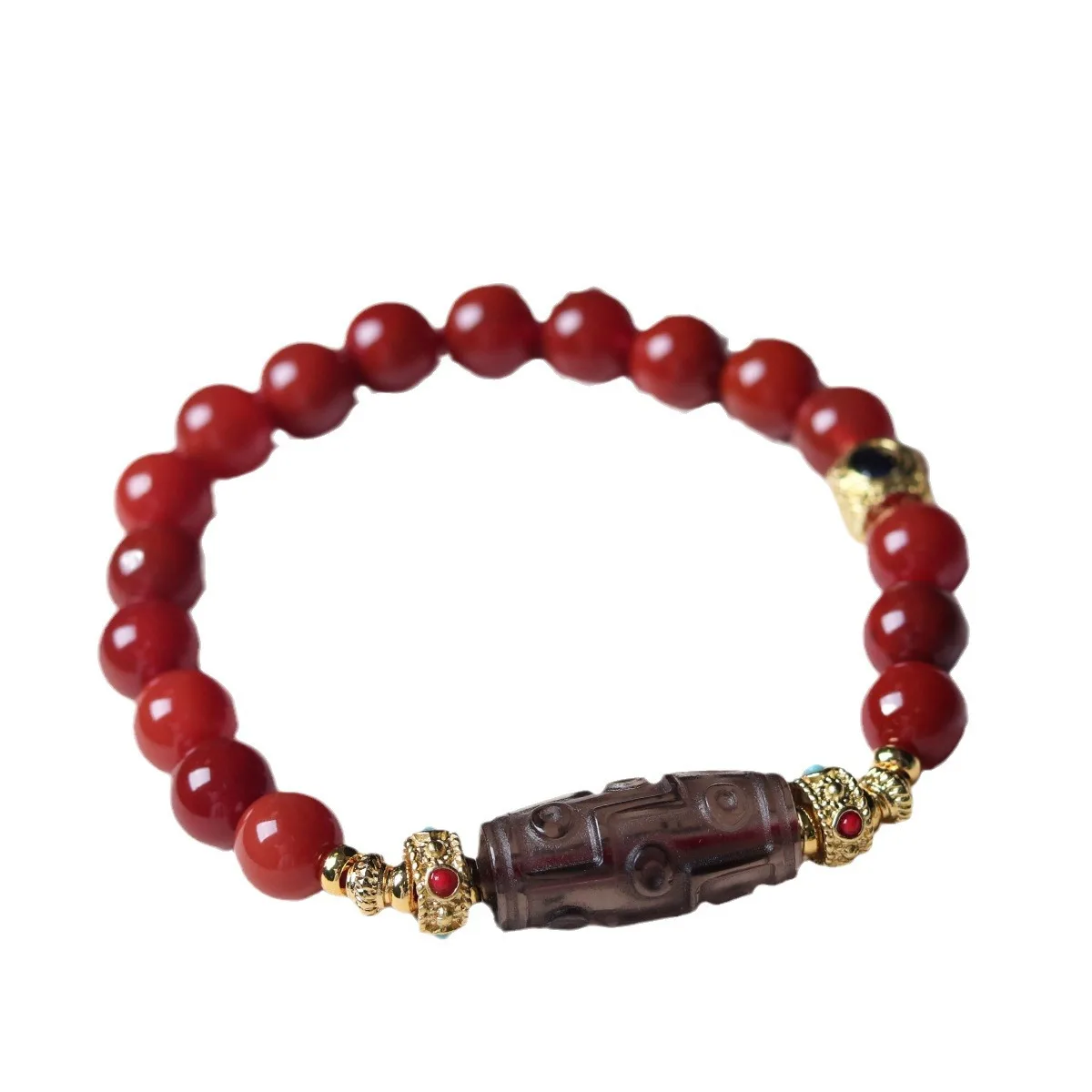 Premium Nanhong Agate Designer Style Nine Eyes Dzi Bead Mala Bracelet Prayer Beads New Chinese Style Wenwan For Men Women