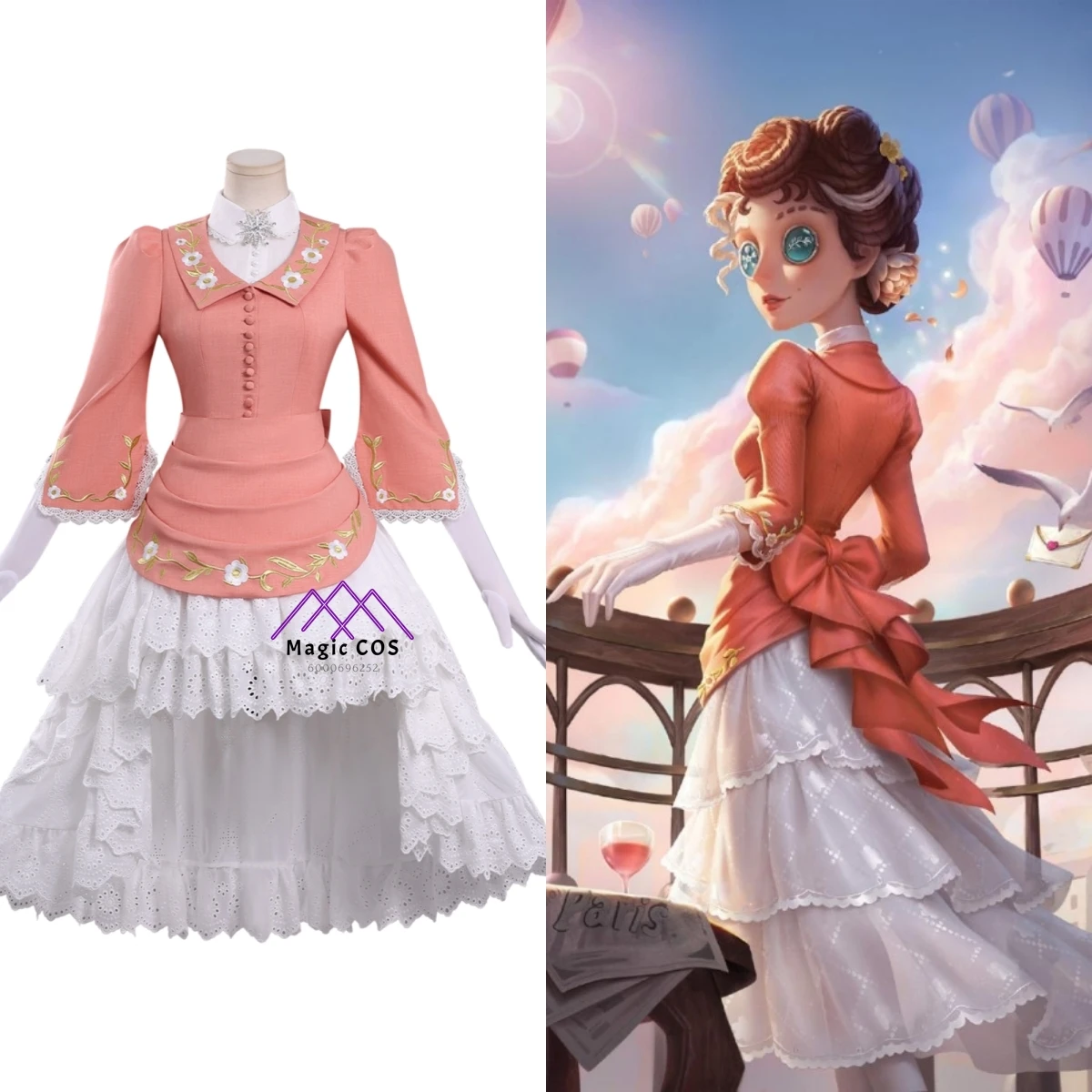 

Game Identity V Barmaid Cosplay Costume Anime Demi Bourbon Role Playing Pink Uniform Dress Outfit for Women Adult Comic Con