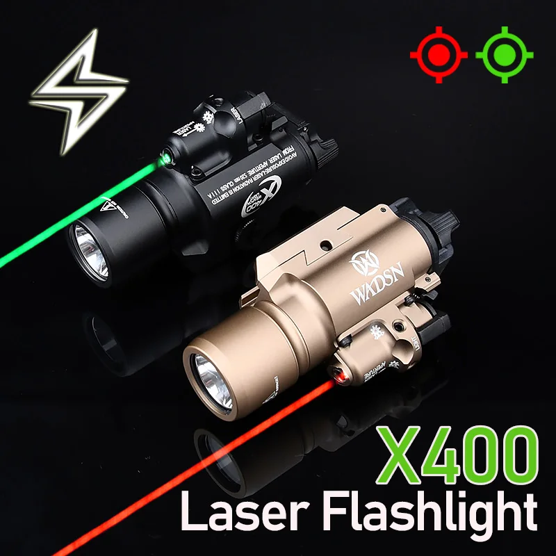 

WADSN X400 Ultra X400U Red Green Laser Pistol Flashlight Tactical Red Dot Airsoft Rifle Gun Weapon Scout Light 20mm Picatinny