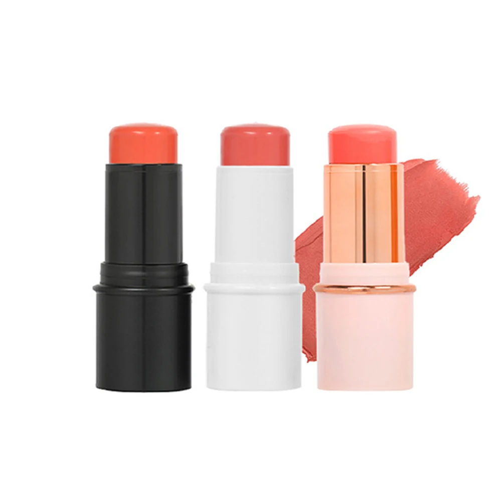 11 cores de marca própria 6.3g blush stick logotipo personalizado tubo preto cor única rouge multifuncional blush maquiagem à prova d'água vegana