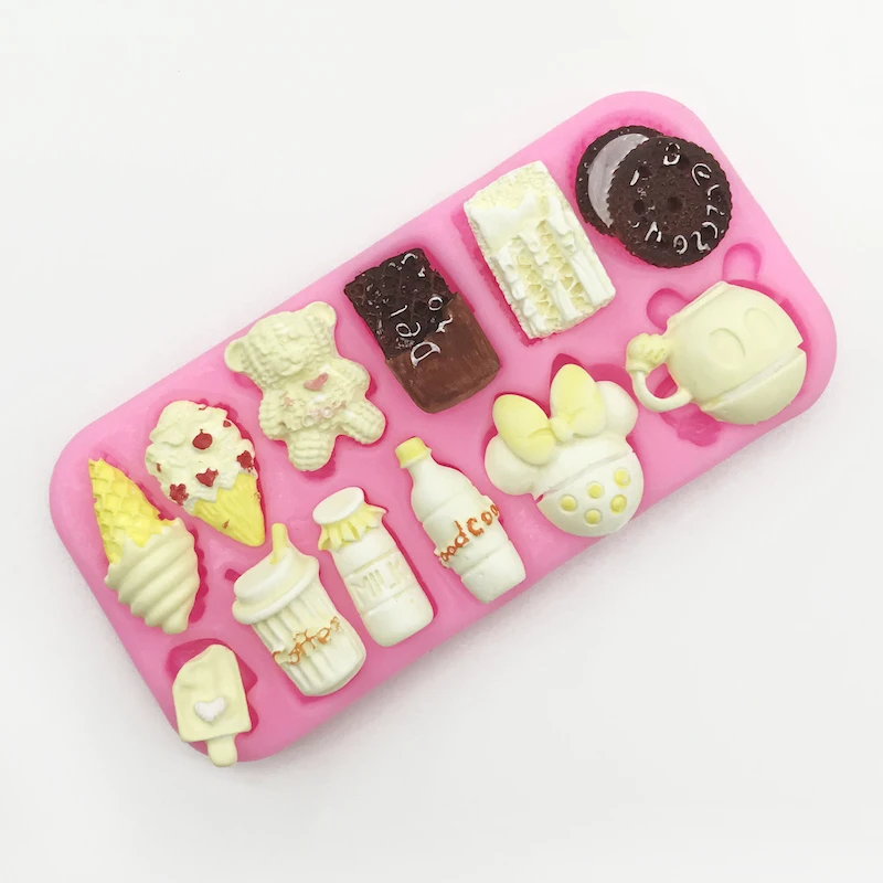 Soft Silicone Food Re-ment Mold Chocolate Fondant DIY Making Tool Cake Decorating Cookie Children\'s Baby Plug-in Candy Toy