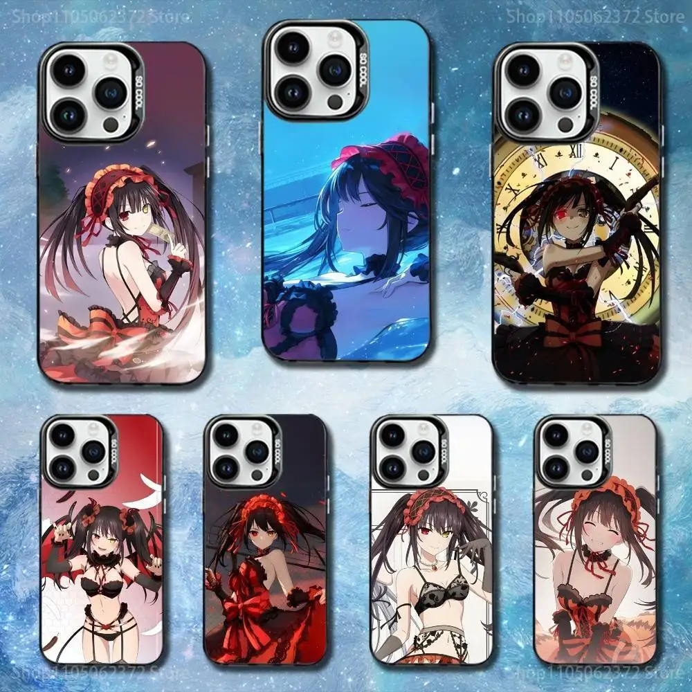 

T-Tokisaki Anime K-Kurumi Phone Case For iPhone 11,12,13,16,14,15,Mini,Pro,XS,MAX Black Matte Shockproof Cover