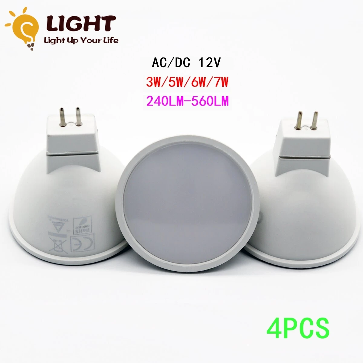 

4PCS LED Spotlight MR16 GU5.3 low pressure AC/DC 12V 3W 5W 6W 7W Light Angle 120 degrees Warm White Day Light LED Light Lamp