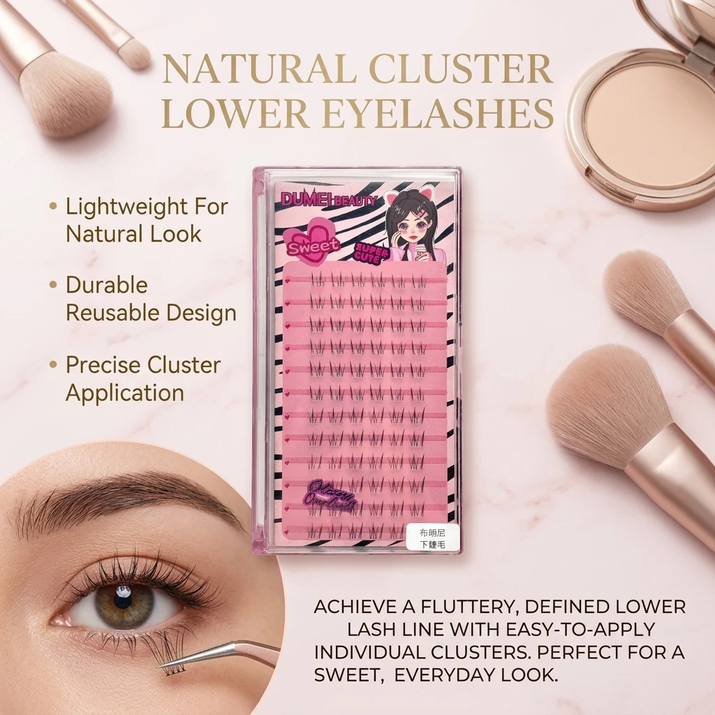 12 Rows Large Capacity Lower False Eyelashes 6mm C Curl Synthetic Fiber Bottom Lashes for Daily Makeup Natural Look