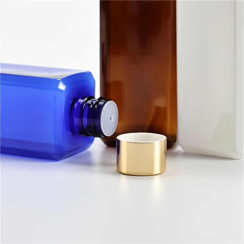 Multicolor 200ML X 30 Square Plastic Bottle With Anodized Aluminum Screw Cap Empty Cosmetic Toner Cleaning Oil Packing Container