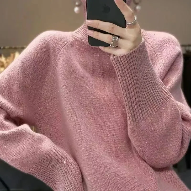 

Новый женский свободный свитер, зимний повседневный шикарный кашемировый толстый свитер большого размера, пуловеры, женский пуловер с длинным рукавом