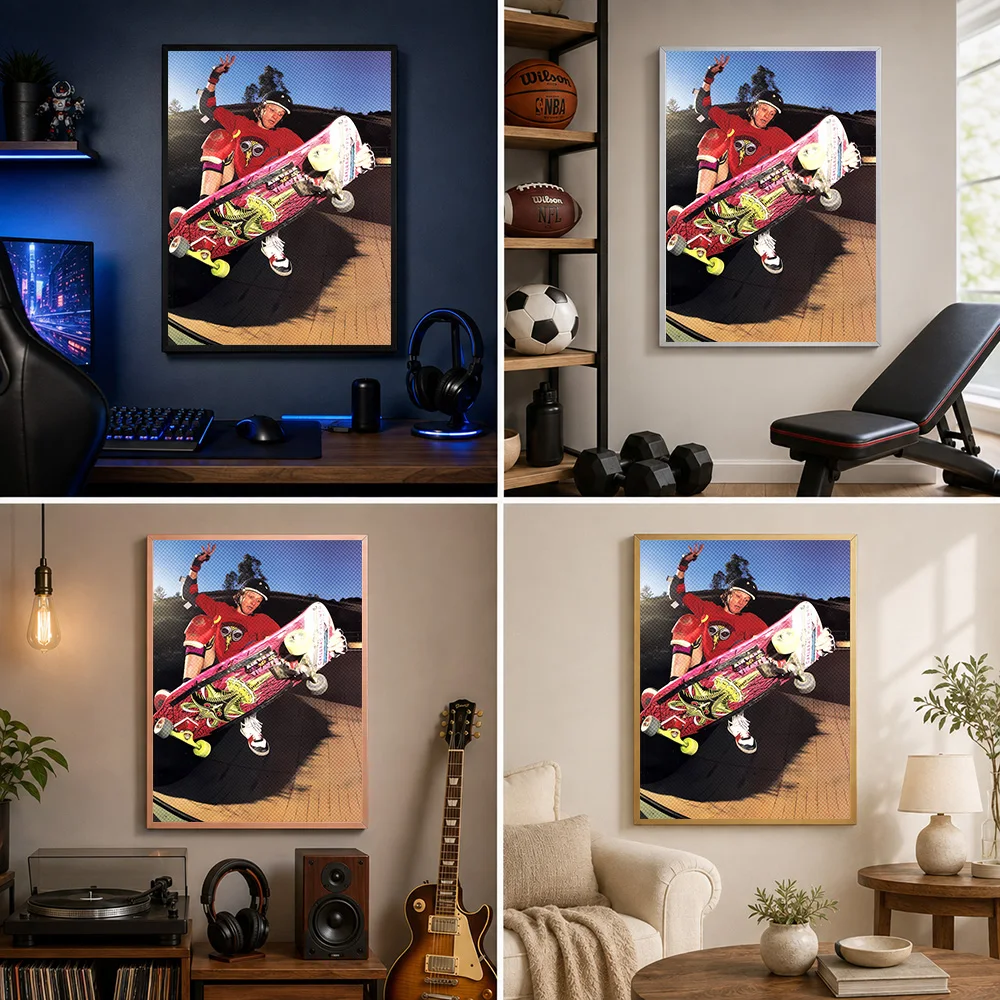 Tony Hawk Skateboard Framed Aluminum Metal Poster Customized Victory Tribute Wall Art For Action Sport Collectors Decorating Gym - view 4