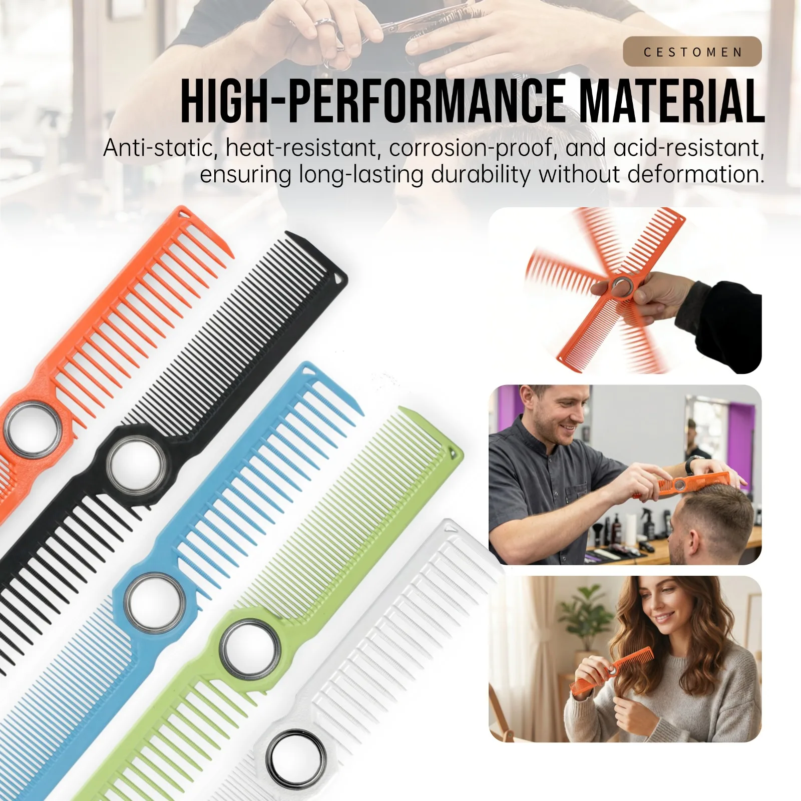1Pc New Design Fidget Spinning Barber Fade Haircut Combs For Men Women Dual-Sided Wide Fine Tooth Smooth Hair Comb Styling Tools