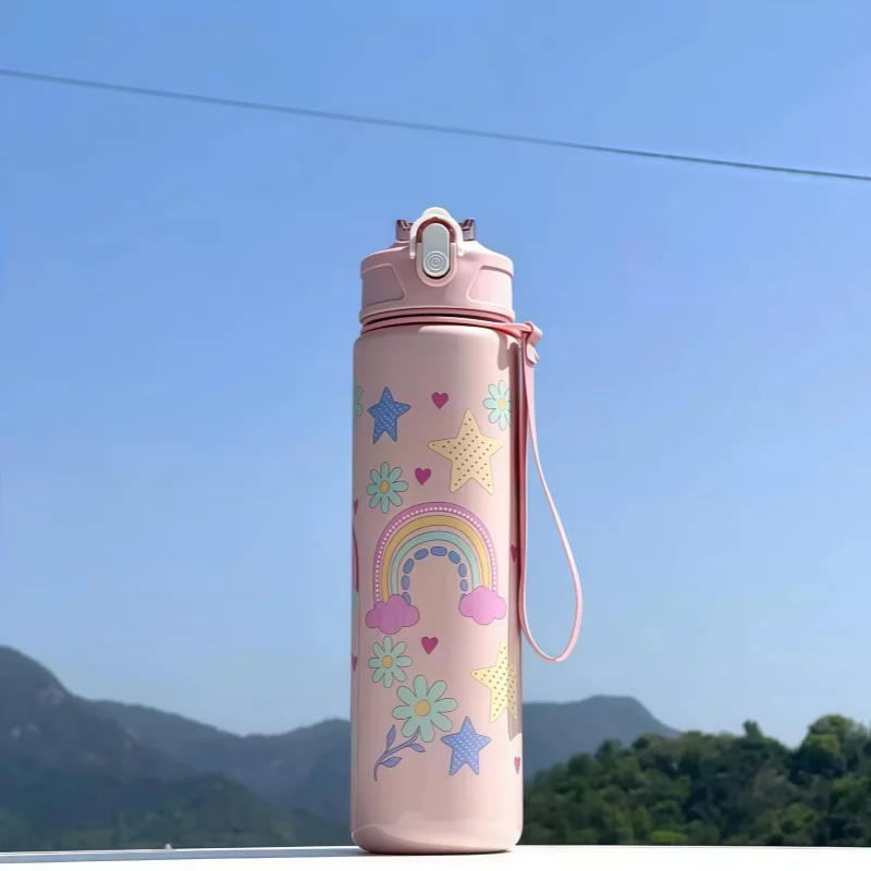 750 ml Dinosaurier Wasser Flasche Für Kinder Wasser Sippy Tasse Mit Silikon Stroh Auslaufsichere Kunststoff Wasser Flaschen Sommer Kinder Wasser Tasse
