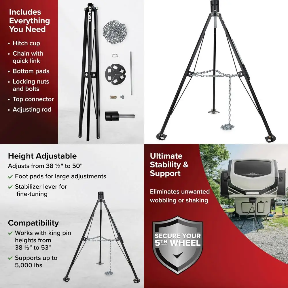 

Camco Eaz-Lift 5-й колесный штатив с двумя колесами — регулируемая высота и грузоподъемность 5000 фунтов — сверхмощный