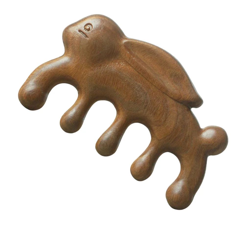 

Natural Wood Massage Comb Rabbit Shape Wide Tooth Scalp Massage Comb Head Neck Body Relaxing Tool Portable Comfortable Wooden