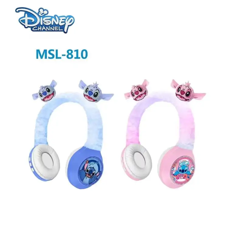 Disney Stitch Wireless Bluetooth Headphones Msl-810 Hifi Stereo Sound Plush Headsets with Mic Kids Gifts Christmas Present