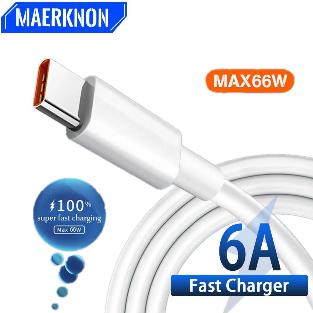 

6A 66W USB Type C Super Fast Cable For Huawei Mate 40 50 Xiaomi 11 12 Pro OPPO R17 Fast Charging USB C Charger Cable Data Cord