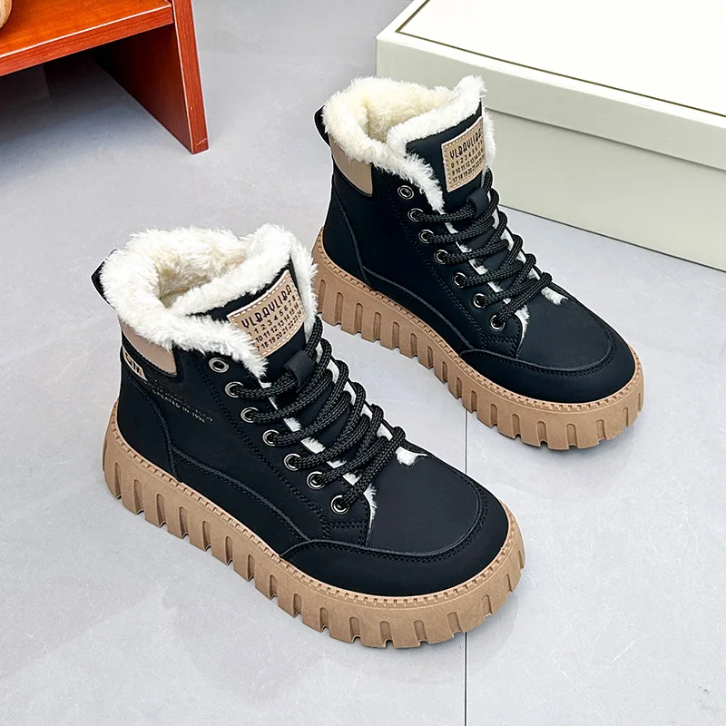 new winter padded warm women\'s cotton shoes students high-top muffin casual shoes  Women Snow Boots Thick Bottom Booster Shoes