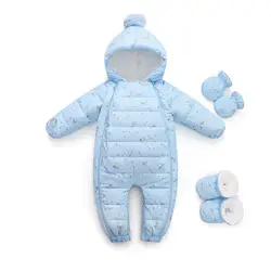 2024 Baby Long Sleeves Jumpsuit Thickened Hooded Print Newborn Outdoor Romper Warm Fashion Girl Boy Boutique Down Jacket Rompers