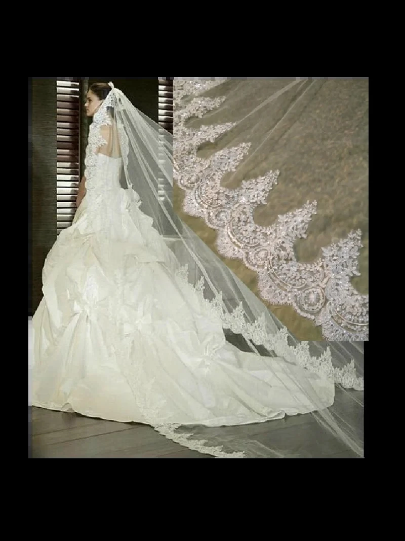 

Свадебная кружевная фата белого цвета/цвета слоновой кости, соборная фата, свадебные аксессуары для свадеб и важных случаев, фата + расческа