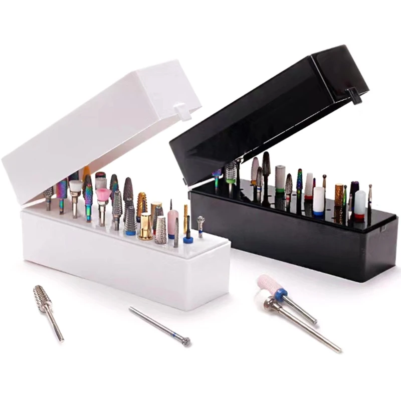 Y1UF 30/48 Holes  Drill Bits Storage Box Special-Purpose Nails Grinding Head Holder Stand Display Box Manicure Storage image 3
