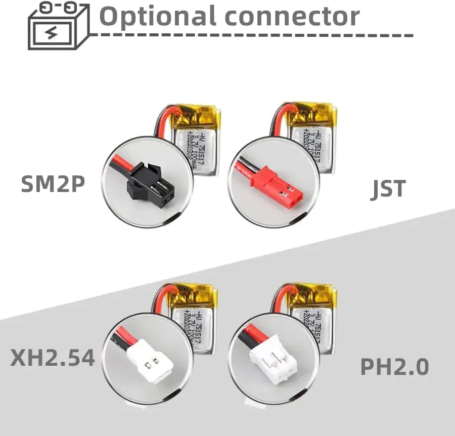 3.7V 100mAh 20C 751517 Lipo Battery for Wltoys V272 V282 V292 Hubsan Q4 H111 Cheerson CX-10 Mini RC drone Quadcopter Estes Proto
