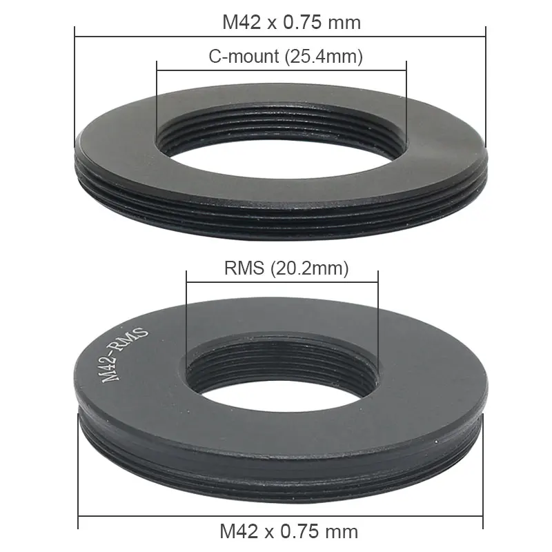 M42 to RMS M42 to C-mount Adapter Ring Microscope Objective RMS Thread/C Mount Lens to M42x0.75mm Interface Ring Adapter