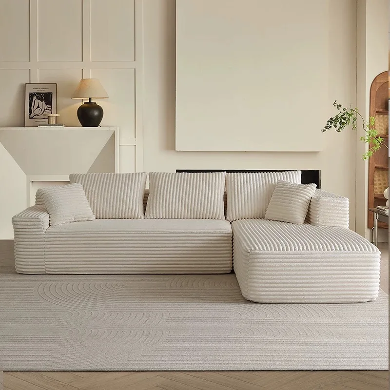

Living Room Compressed Sofa Armchair Lazy Lounge Decoration Sponge Velvet L Shape Bed Couch High-end Corduroy Living Room Sofa
