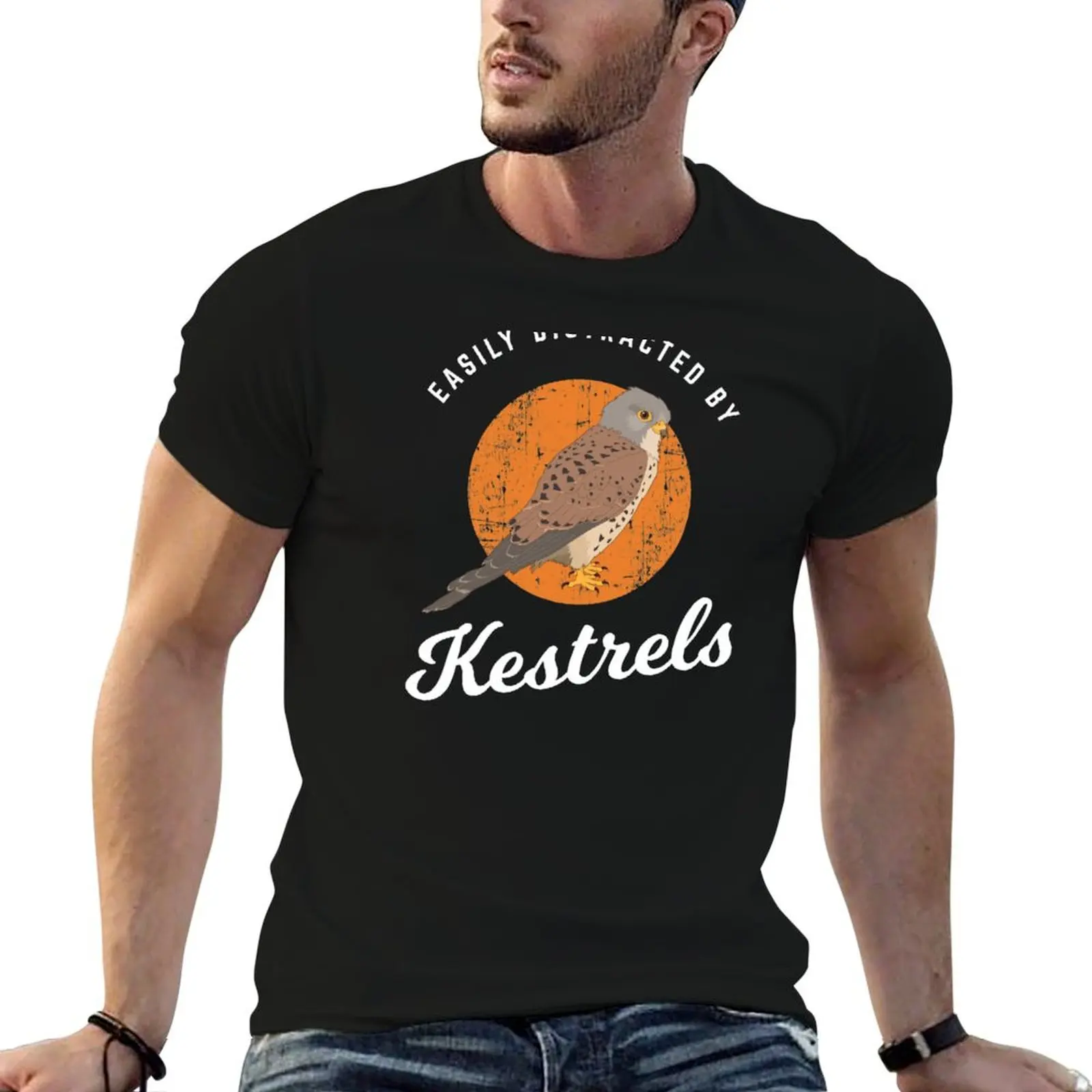 Birding Birdwatching Easily Distracted By Kestrels design T-Shirt street wear vintage clothes man clothes Men's clothing