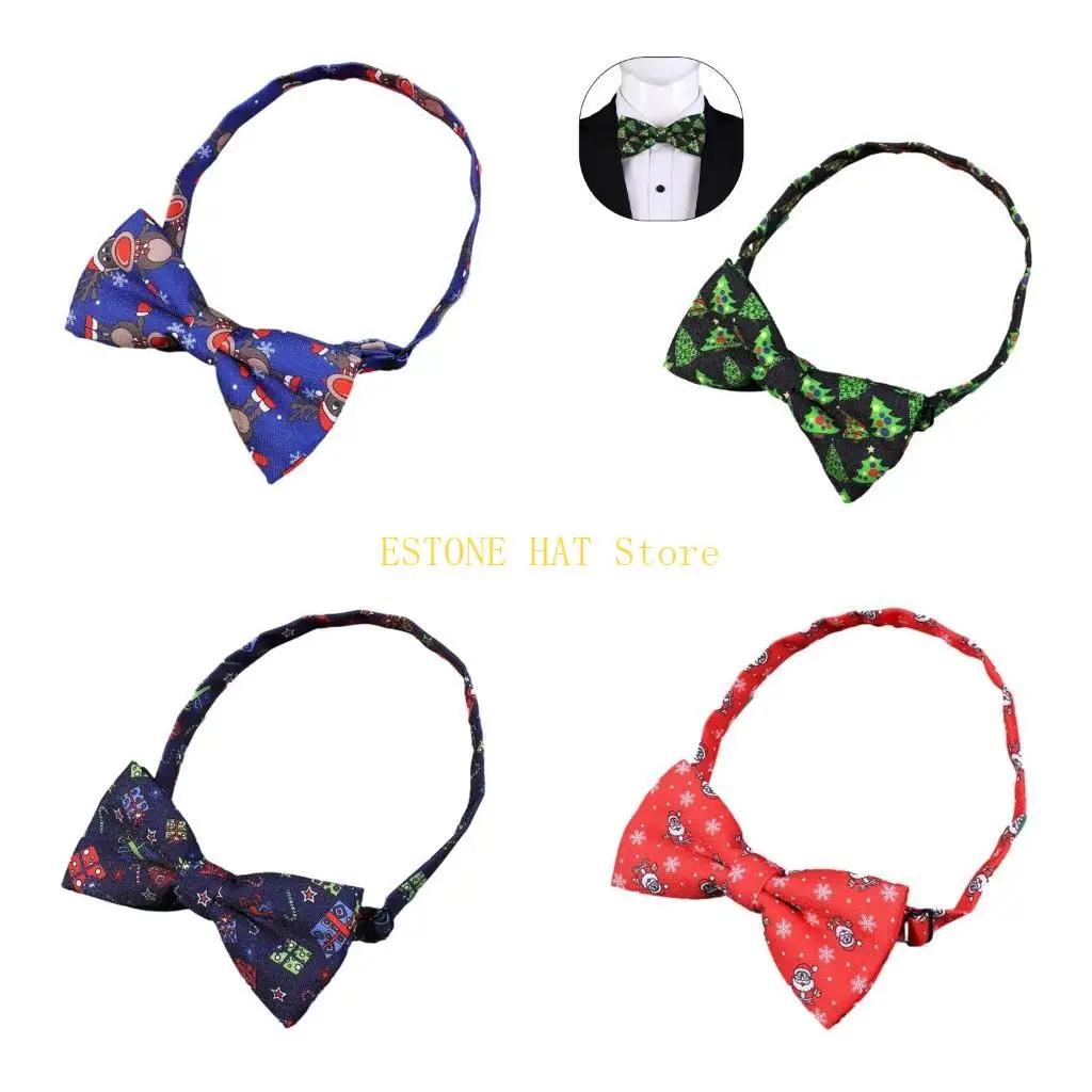 

49MF Festival Bow Tie Christmas Party Jacquard Neck Tie for Formal Event Adjustable Length Tie Tuxedo Tie for Holiday Parties