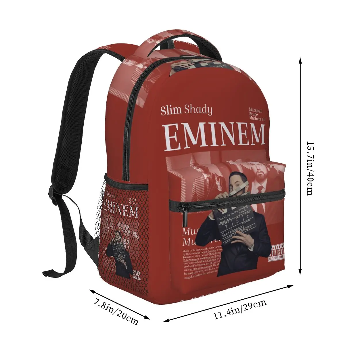 Rapper Eminem Encore Album Poster Student Backpack School Bag Hiking Travel Daypack for Men Women Fashion Bookbag Shoulder Bags
