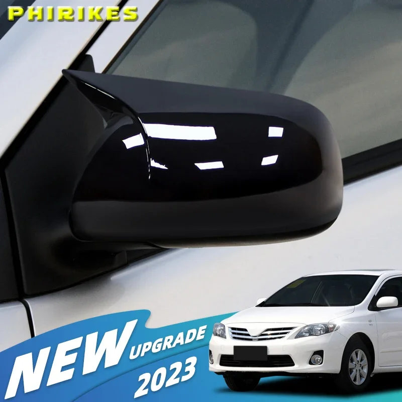 Carbon Fiber Pattern Black Side Mirror Covers Caps for Toyota Corolla 2007-2013 for Vios Yaris Sedan P90 2008-2013