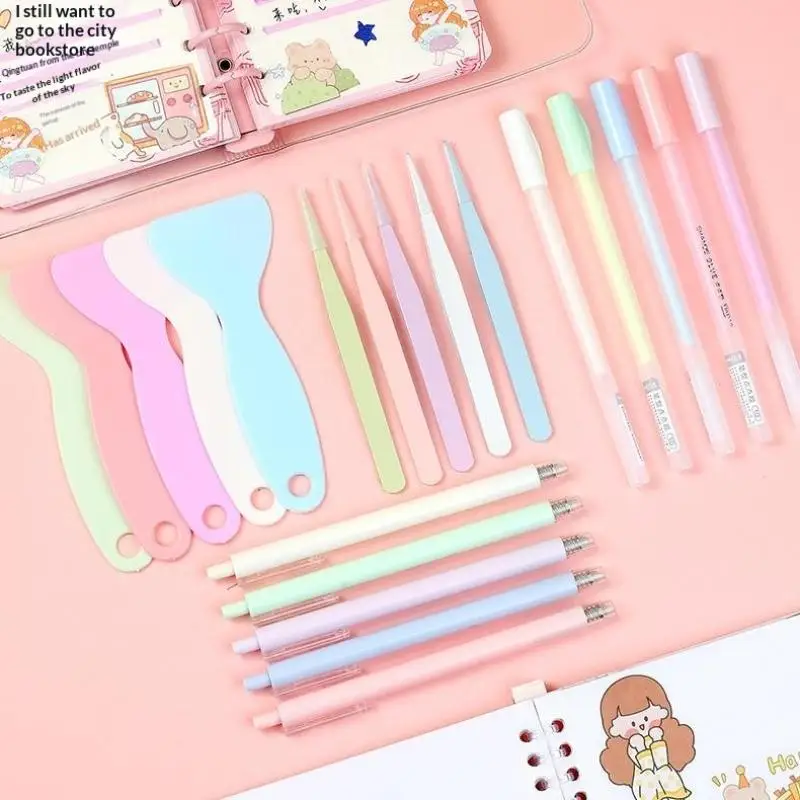 New 4Pcs/set Glue Pen Carving Knife Tweezers Small Shovel Student DIY Handmade Set Journal Tools Sationery Craft Kit Supplies view 6