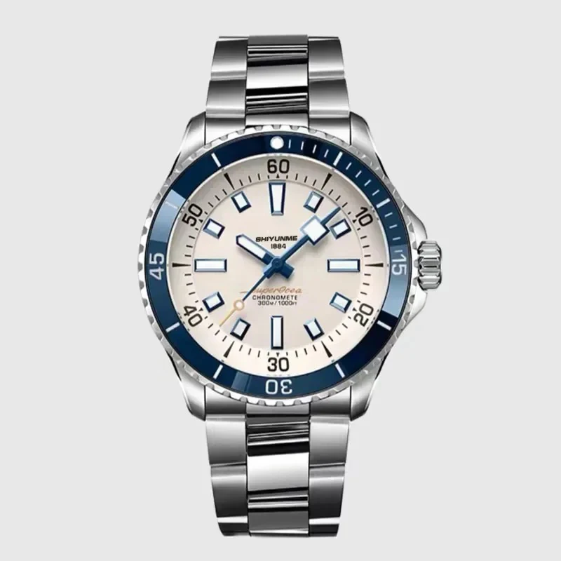 Jam Tangan Olahraga Mekanis Otomatis Pria Bezel Putar Baja Tahan Karat Jam Tangan Super Ocean World Time