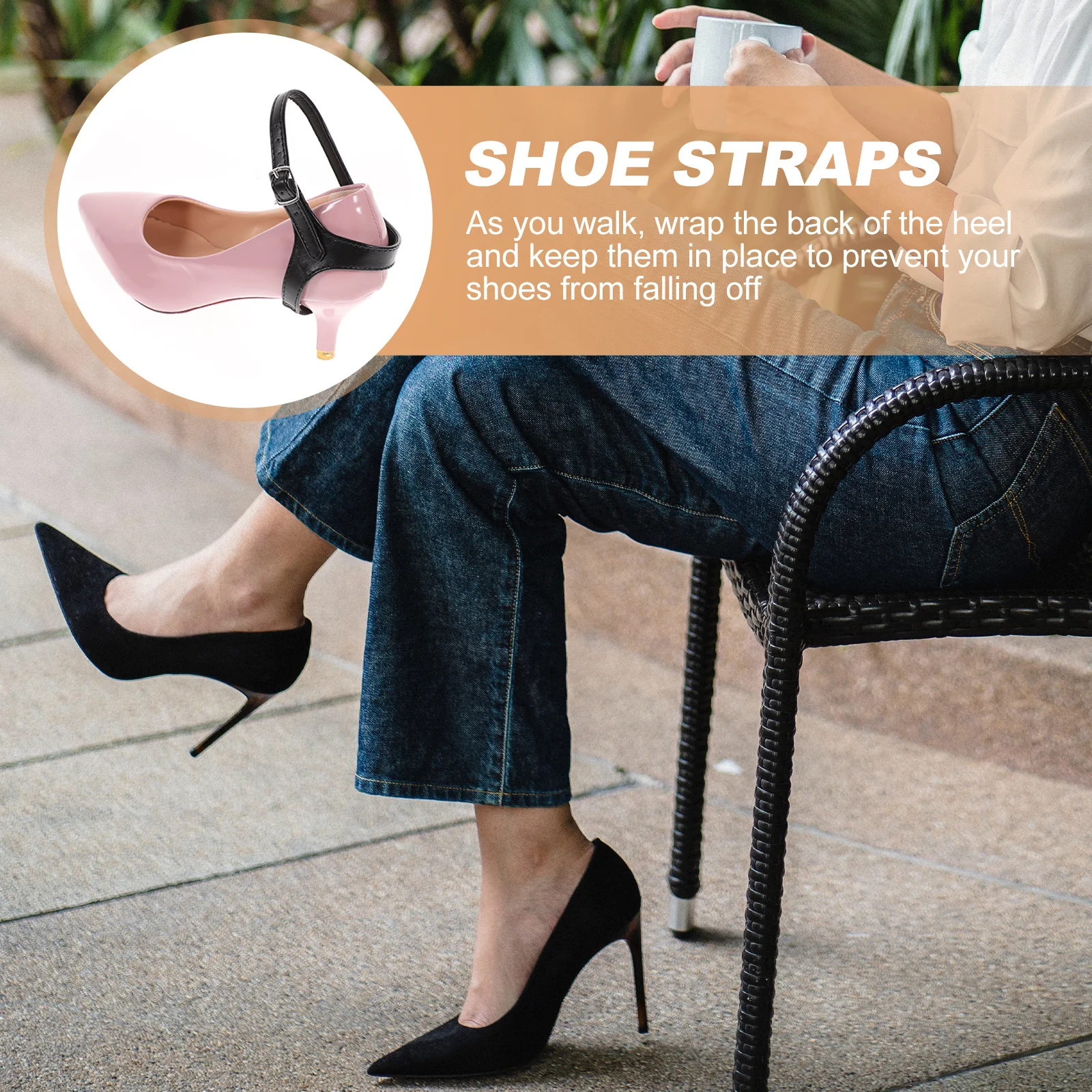 

Garland Style Shoe Strap For High Heels Imitation Anti-Slip Elastic Fastener Matte Black Running Shoe Accessories