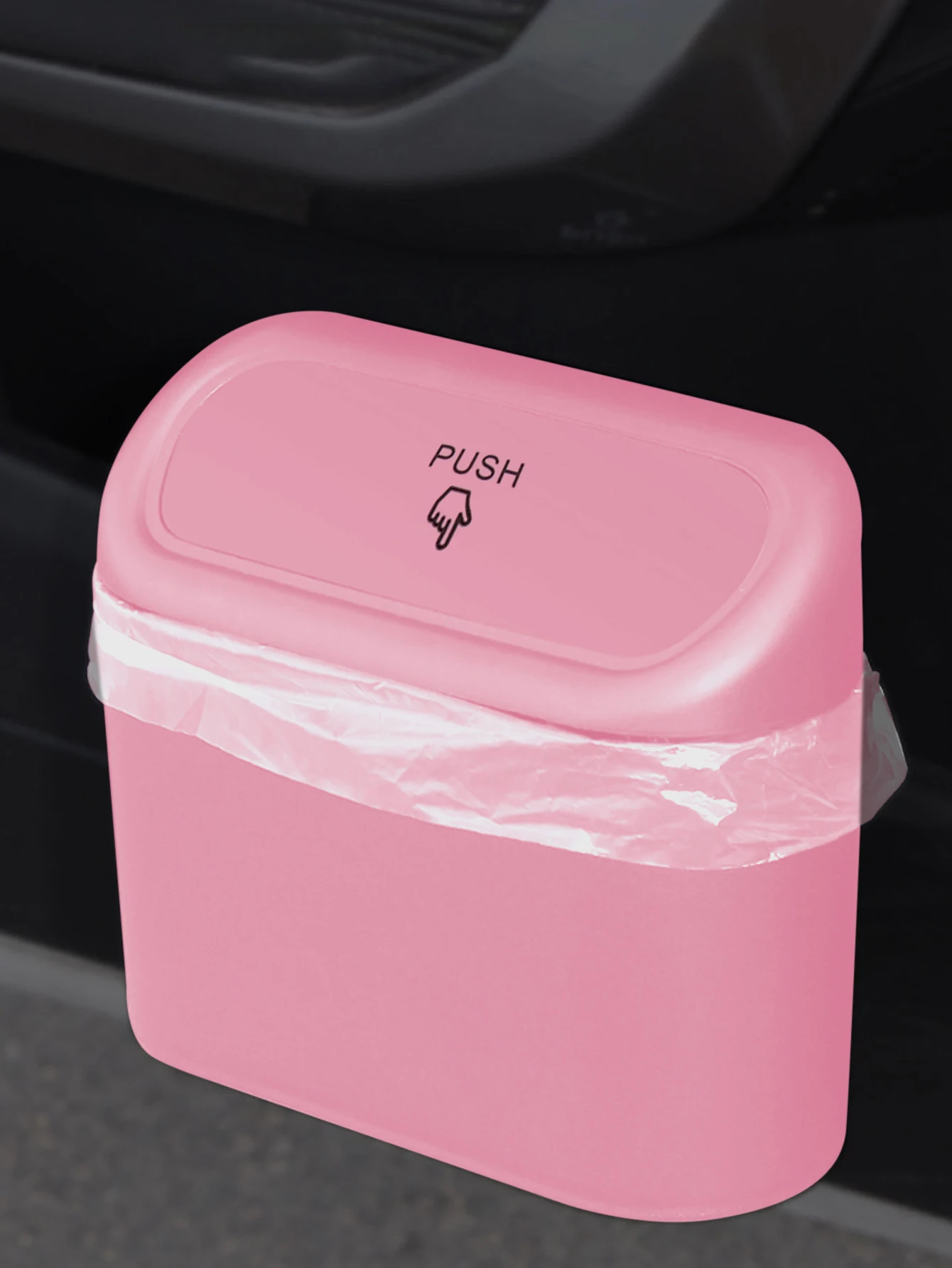 Car mounted garbage bin with lid hanging storage bin Mini press type side door garbage storage bin