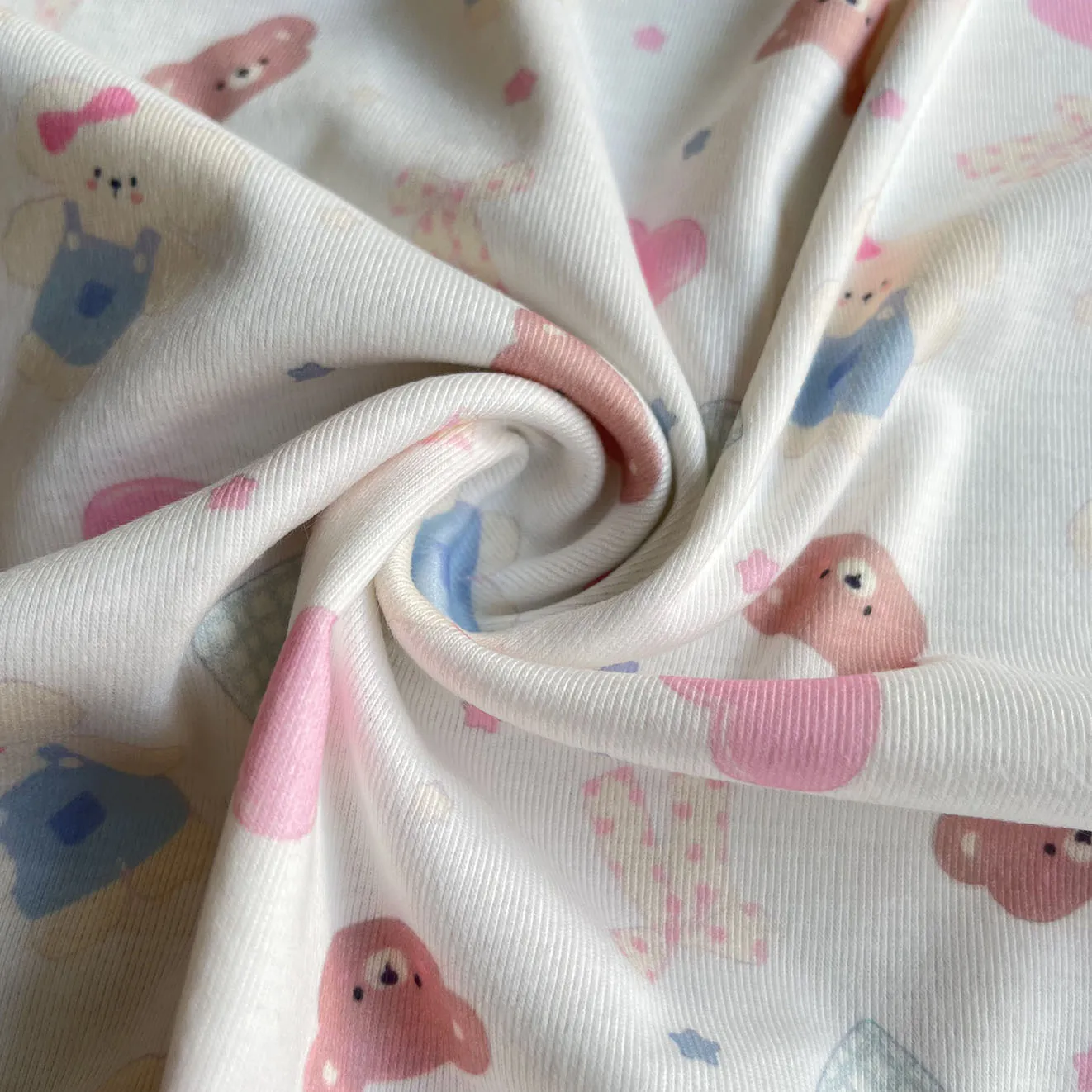 2025 Tessuto lavorato a maglia stampato simpatico cartone animato Materiale morbido ed elastico in jersey per vestiti fai da te Abbigliamento per neonati e bambini