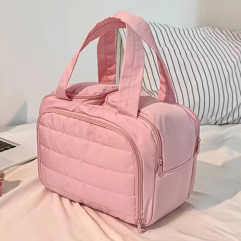Neue Stehende Reise-Kosmetiktasche, Große Kapazität mit Mehreren Fächern und Griff, Multifunktionale Tragbare Damen-Toilettentasche – Detail 4