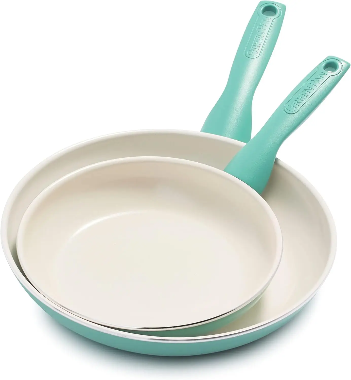

Turquoise Ceramic Nonstick Frying Pan Set, 8" & 10", PFAS-Free, Dishwasher Safe for Healthy Cooking