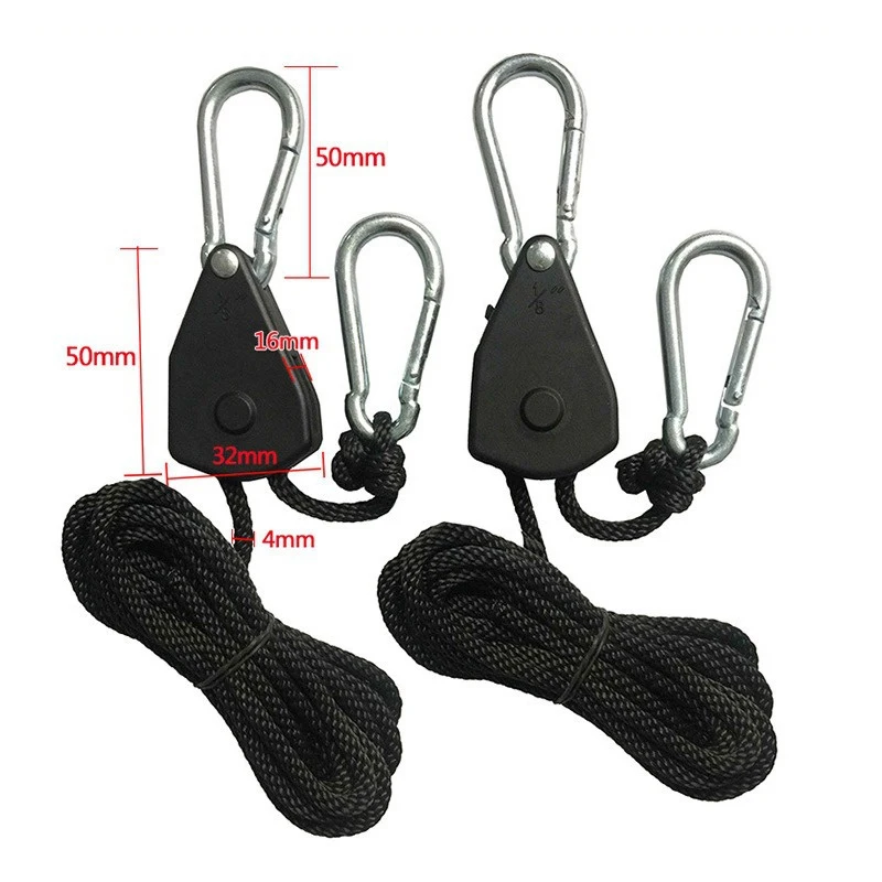 

2Pcs 8Inch Adjustable Reinforced Hangers Hanging Ratchet For Tent Grow Plant Lamp Rope Ratchet Hanger Pulley Hook