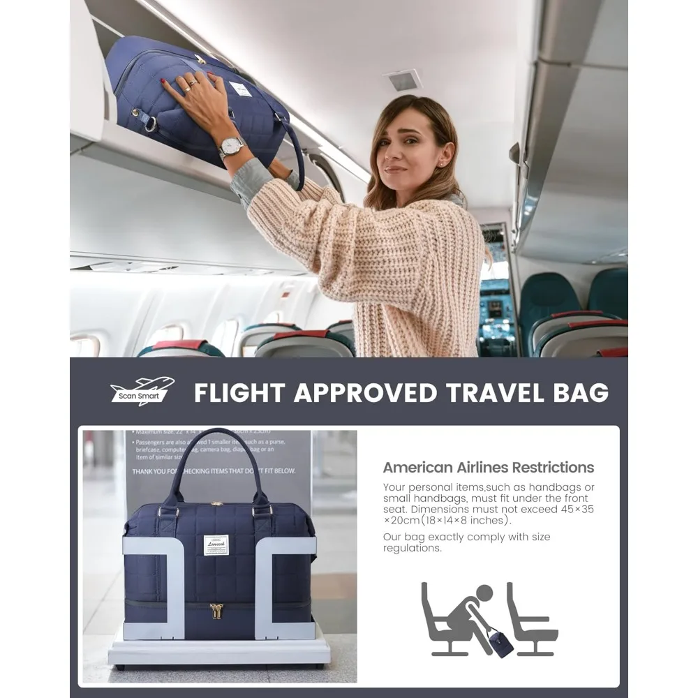 حقيبة حمل عطلة نهاية الأسبوع بين عشية وضحاها للنساء مع حجرات للأحذية، وحقيبة رياضية لليوجا، وجيب مبلل للسفر #3