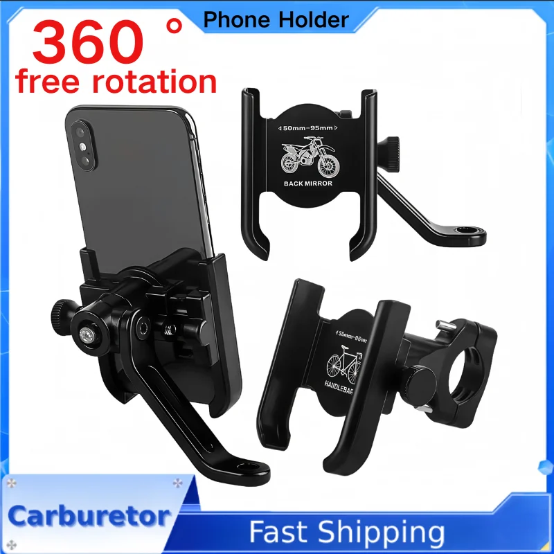 

For Xiaomi iPhone Aluminum Alloy Motorcycle Bike Phone Holder GPS Bracket Rear View Mirror Mount Clip Moto Mirro Handlebar Mount
