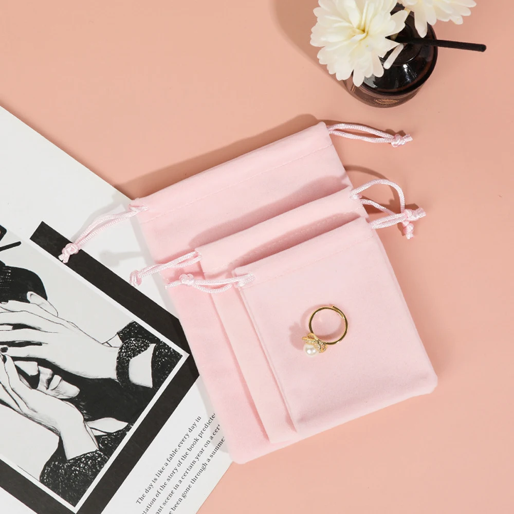 

50Pcs Jewelry Packaging Pouches Velvet Drawstring Gift Bag for Wedding Christmas Party Decoration Eyelashes Makeup Storage Bags