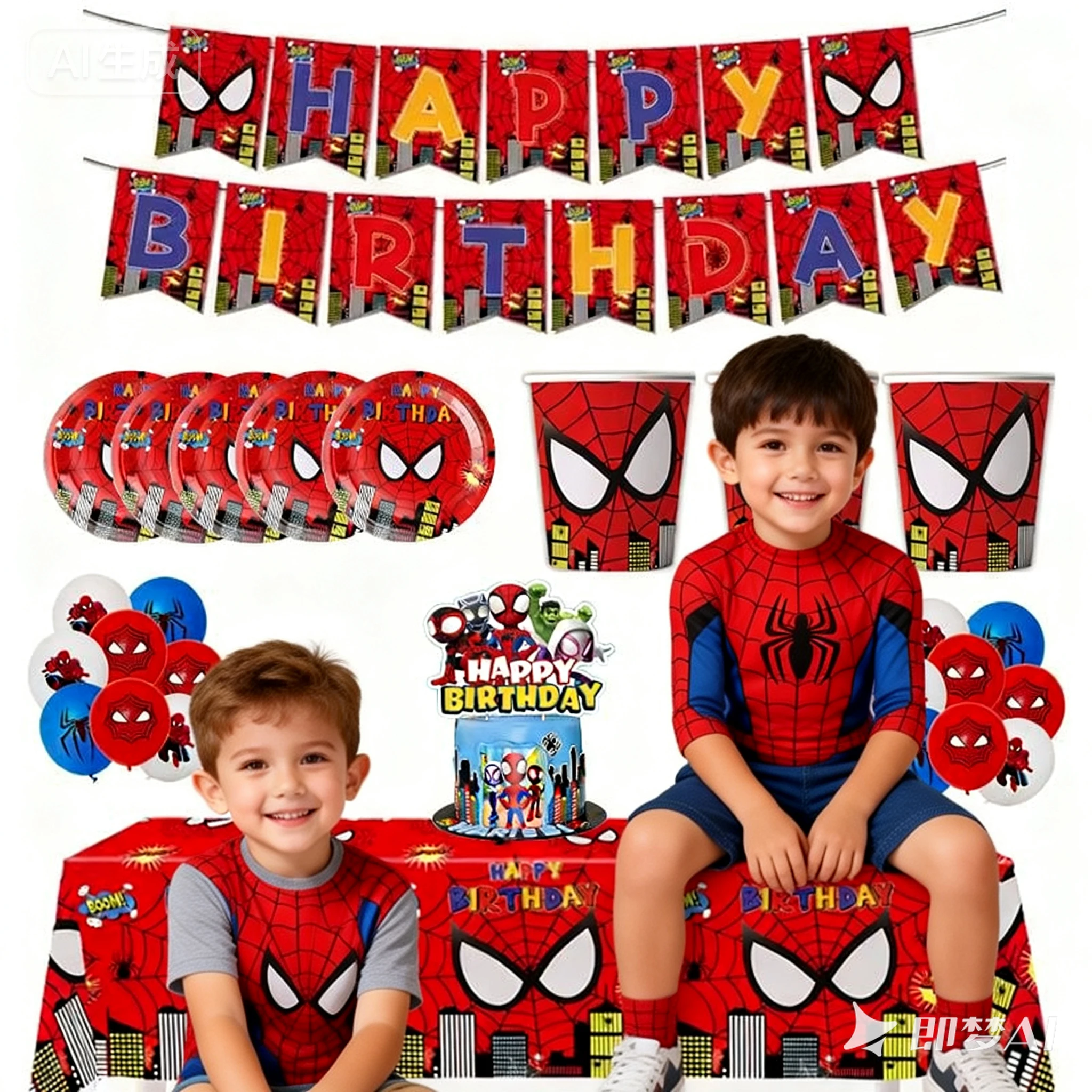 Decoración de Fiesta de Cumpleaños con Temática de Spiderman, Juego de Vajilla Desechable Azul y Rojo de Spiderman, Pancarta, Globos para Baby Shower, Regalos para Niños