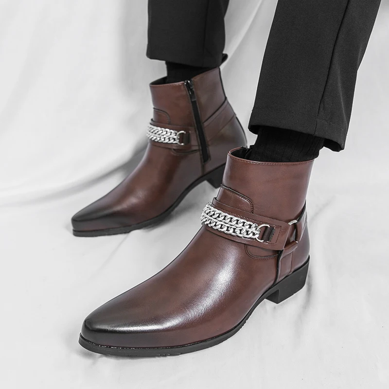 

Classic Retro British Style High Top Chelsea Boots Quality Anti Slip and Comfortable Walking Daily Commuting Men's Travel Boots