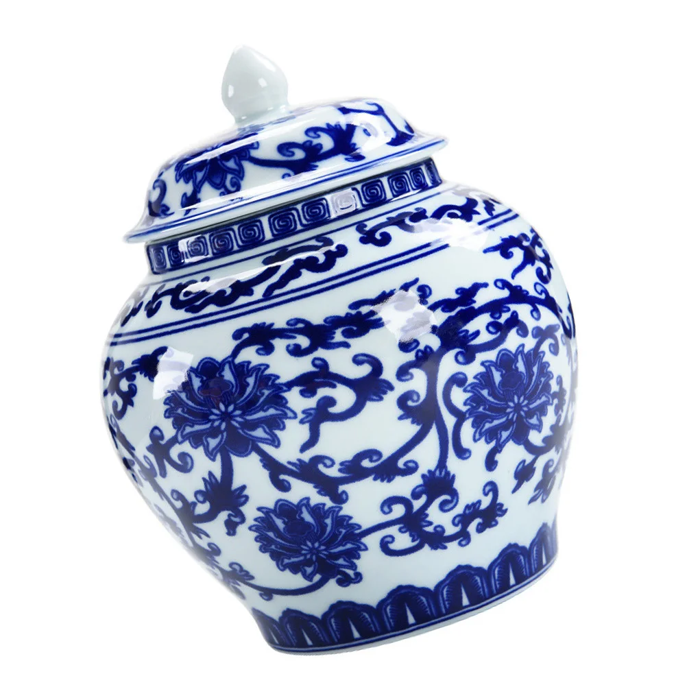 

1Pcs Blue White Porcelain Ceramic Tea Canister Classical Storage Jar Sealed Lid Ideal for Tea Coffee Snacks Kitchen