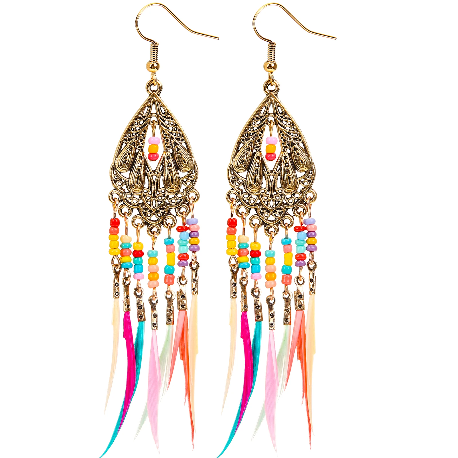 

1 Pair Tassel Drop Earrings For Women Bohemian Long Dangle Earrings Hook Beads Girls Daily Wear Party Prom
