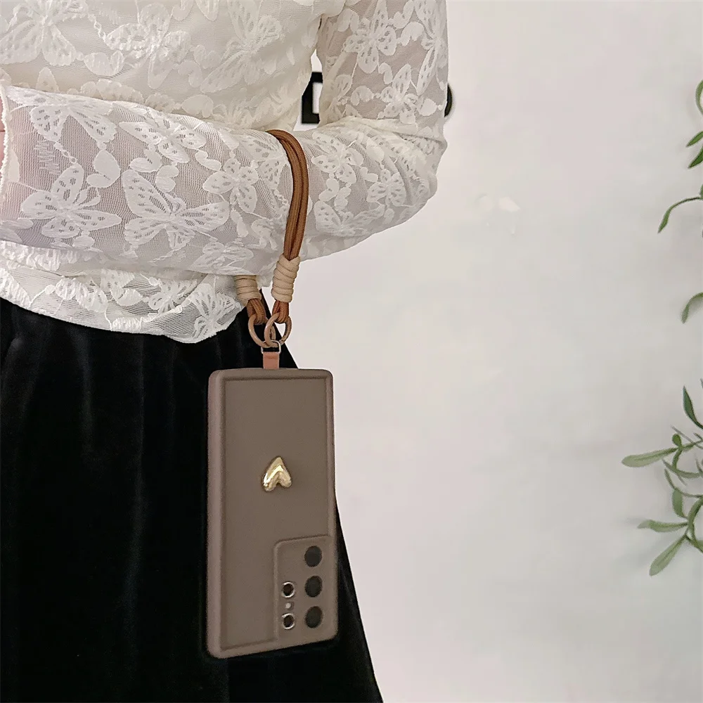 3d ouro coração amor pulseira caso para samsung galaxy s25 ultra s23 s22 plus s24 s21 fe nota 20 a56 a55 a36 a35 a26 a16 a15 5g