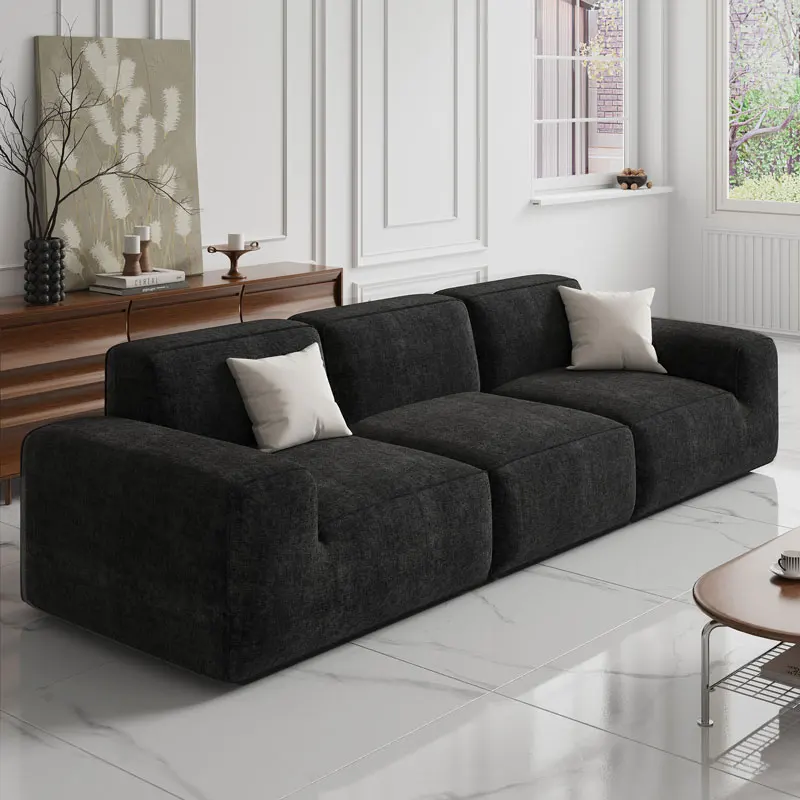 

Vacuum Compression Sofa Tofu Block Retro Corduroy Fabric Big Black Cow Pure Sponge Frameless Living Room Simple