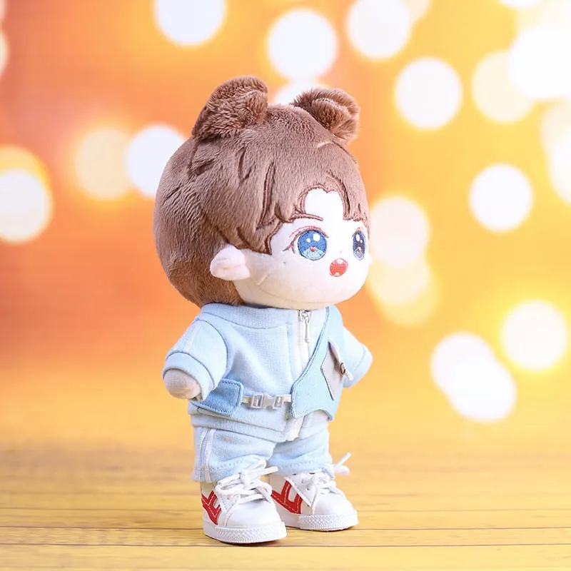 4-Piece / set Red Baseball Cap Suspenders 20cm doll clothes Light Blue Sportswear Vest 20cm doll outfit Fit For 20cm Plush Doll