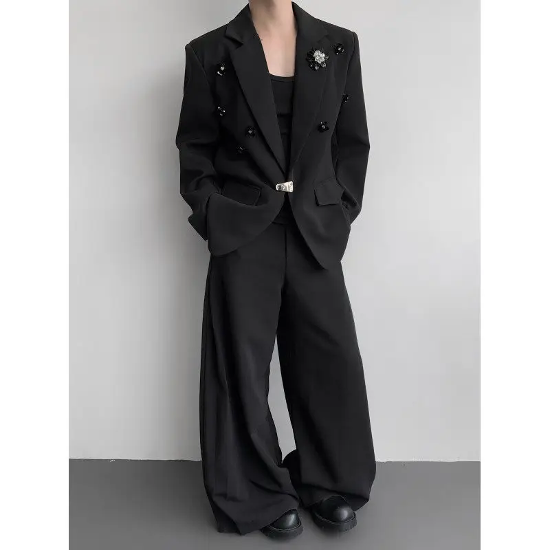 

Куртка Mura Sle Retro 3D Flower Suit Jaet: Молодежный городской стиль, длинный рукав, полиэстер, для ночных клубов, модный, облегающий крой