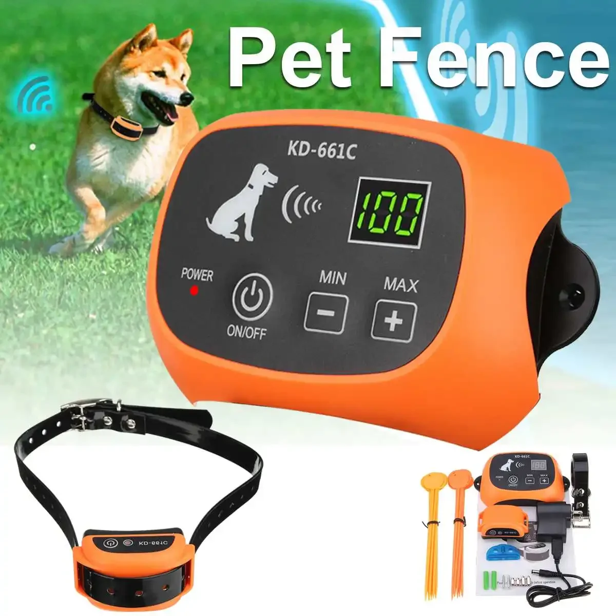 2 In 1 Dog Wireless Outdoor Fence Electric Pet Containment System Waterproof Dog Training Collar Chargeable Dog Playpen Supplies