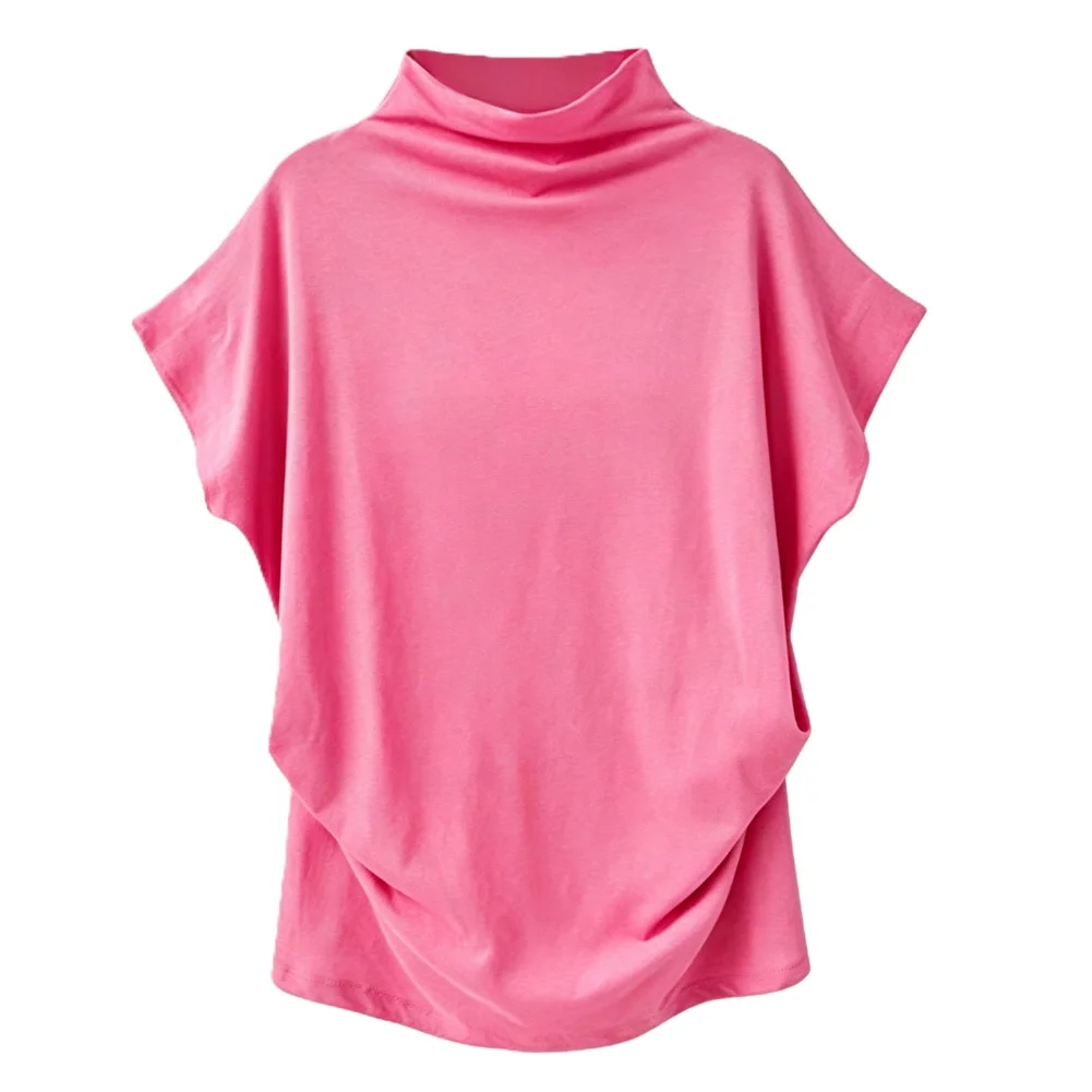 Short Sleeve Turtleneck Blouse for top for Women with for slim for Fit Design and Loose Construction for Comfortable Movement