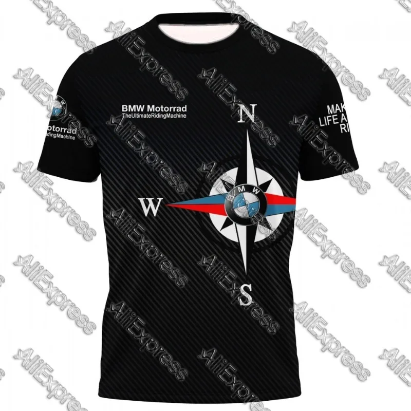 

Футболки для вождения мотоцикла BMW Ultimate Racing для мужчин и женщин, спортивная рубашка с рукавами и круглым вырезом, дышащая, быстросохнущая мото рубашка